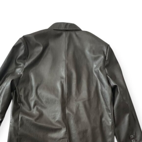 Brochu Walker The Farley Single-Button Vegan Leather Blazer in Timber/Brown,  Si - Picture 12 of 15